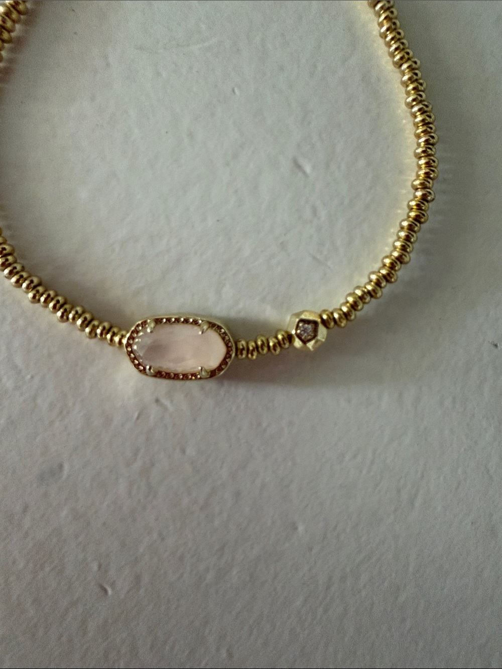 Kendra Scott Gold Bead Bracelet with Light Pink Stone - Picture 3 of 3